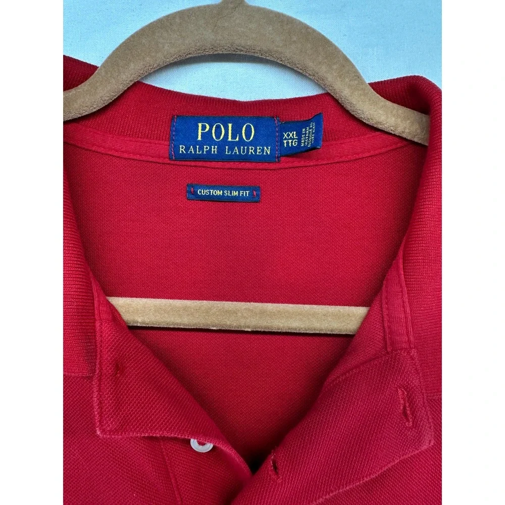 Polo Ralph Lauren Red Big Pony American Flag Polo Shirt XXL Custom Slim Fit
